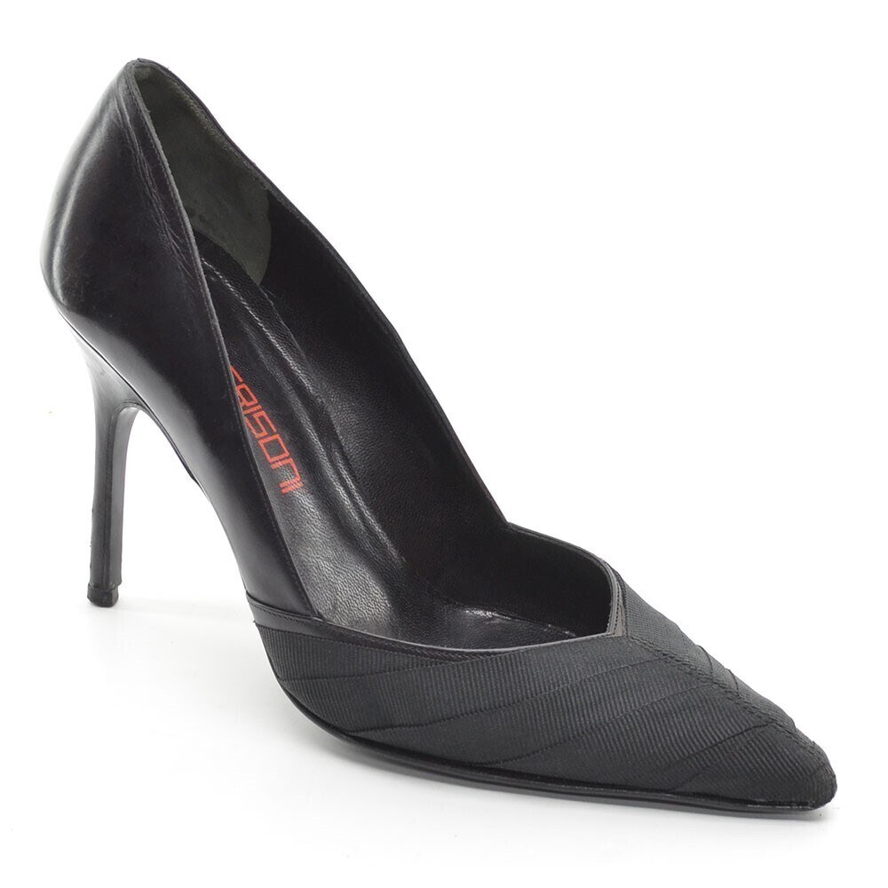 Bruno Frisoni Black Leather Dress Ribbon Pumps 37.5